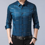 2020 Brand Casual Spring Luxury Plaid Long Sleeve Slim Fit Men Shirt Streetwear Social Dress Shirts Mens Fashions Jersey 2309